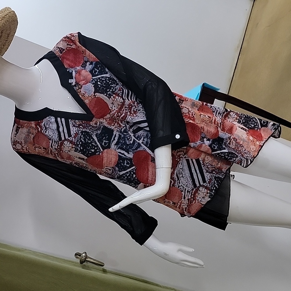 Fresh FX Avant Garde Netted Printed Blouse Size XL